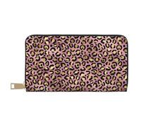 TZTTZT Portafoglio da donna con stampa leopardata rosa oro, portafoglio in pelle multi carta, portafogli lunghi da donna