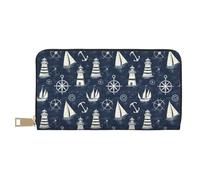 TZTTZT Portafoglio da donna con stampa nautica marinaio in pelle, portafoglio multi card bifold in pelle, portafogli da donna lunghi