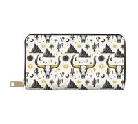 TZTTZT Portafoglio da donna con stampa teschio occidentale in oro nero, portafoglio in pelle multi carta, portafogli da donna lunghi