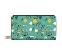 TZTTZT Portafoglio da donna moderno con stampa di biciclette, portafoglio in pelle con più carte, portafogli da donna lunghi