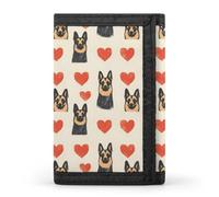 TZTTZT Portafoglio da uomo con stampa a forma di cuore pastore tedesco, piccolo portafoglio bifold da uomo, 8 scomparti per carte di credito, tasca frontale sottile e minimalista