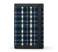 TZTTZT Portafoglio da uomo con stampa a quadri blu navy e verde, piccolo portafoglio bifold da uomo, 8 porta carte di credito sottile e minimalista tasca frontale