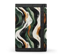 TZTTZT Portafoglio da uomo con stampa astratta con linee verdi, portafoglio bifold da uomo, 8 porta carte di credito sottile e minimalista tasca frontale