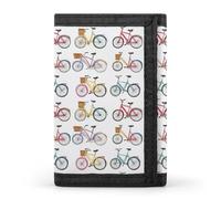 TZTTZT Portafoglio da uomo con stampa di biciclette colorate, portafoglio bifold da uomo, 8 porta carte di credito, tasca frontale sottile e minimalista