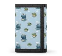 TZTTZT Portafoglio da uomo con stampa di coccodrillo con ippopotamo, piccolo portafoglio bifold da uomo, 8 porta carte di credito, tasca frontale sottile e minimalista