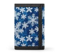 TZTTZT Portafoglio da uomo con stampa di fiocchi di neve blu e bianchi, 8 porta carte di credito, sottile e minimalista, tasca frontale, portafogli da uomo a due ante
