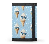 TZTTZT Portafoglio da uomo con stampa di occhiali da gelato a forma di cuore, piccolo portafoglio bifold da uomo, 8 porta carte di credito sottile e minimalista tasca frontale