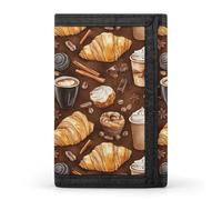 TZTTZT Portafoglio da uomo con stampa di pane e caffè, 8 porta carte di credito, sottile e minimalista, tasca frontale, piccoli portafogli bifold da uomo