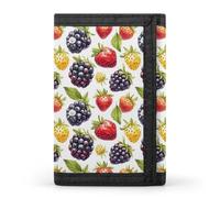 TZTTZT Portafoglio da uomo con stampa fragola e uva graziosa, piccolo portafoglio bifold da uomo, 8 porta carte di credito, tasca frontale sottile e minimalista