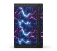 TZTTZT Portafoglio da uomo con stampa fulmine, viola, blu, 8 porta carte di credito, sottile e minimalista, tasca frontale, piccoli portafogli bifold da uomo