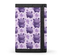 TZTTZT Portafoglio da uomo con stampa ippopotamo viola, piccolo portafoglio bifold da uomo, 8 porta carte di credito, tasca frontale sottile minimalista