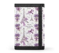 TZTTZT Portafoglio da uomo con stampa lavanda con fiocco viola, 8 porta carte di credito, sottile e minimalista, tasca frontale, piccoli portafogli bifold da uomo