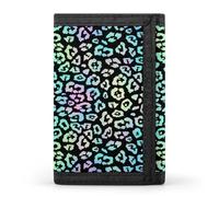 TZTTZT Portafoglio da uomo con stampa leopardata fluo, 8 scomparti per carte di credito, sottile e minimalista, tasca frontale piccola, portafogli bifold da uomo