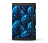 TZTTZT Portafoglio da uomo con stampa lupo blu fulmine, piccolo portafoglio bifold da uomo, 8 porta carte di credito, tasca frontale sottile minimalista