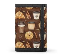 TZTTZT Portafoglio da uomo con stampa per la colazione del caffè, 8 porta carte di credito, sottile e minimalista, tasca frontale piccola, portafogli bifold da uomo