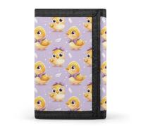 TZTTZT Portafoglio da uomo con stampa pulcino viola con fiocco, piccolo portafoglio bifold da uomo, 8 porta carte di credito sottile e minimalista tasca frontale