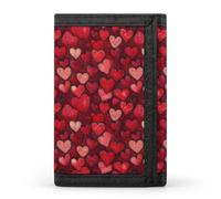 TZTTZT Portafoglio da uomo con stampa rossa a forma di cuore, piccolo portafoglio bifold da uomo, 8 scomparti per carte di credito, tasca frontale sottile e minimalista