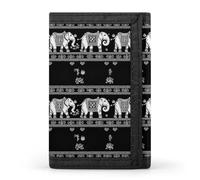 TZTTZT Portafoglio da uomo con stampa semplice elefante nero e bianco, piccolo portafoglio bifold da uomo, 8 porta carte di credito sottile e minimalista tasca frontale