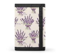 TZTTZT Portafoglio da uomo con stampa viola con fiocco di lavanda, piccolo portafoglio bifold da uomo, 8 porta carte di credito sottile e minimalista tasca frontale
