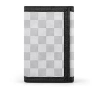 TZTTZT Portafoglio da uomo grigio con stampa a scacchi, piccolo portafoglio bifold da uomo, 8 porta carte di credito sottile e minimalista tasca frontale