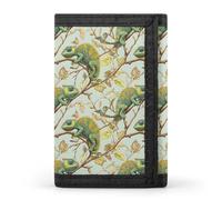 TZTTZT Portafoglio da uomo verde con stampa camaleonte, piccolo portafoglio bifold da uomo, 8 porta carte di credito sottile e minimalista tasca frontale