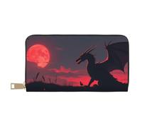 TZTTZT Retro Red Dragon-E Print Wallet Donna, Portafoglio Bifold Multi Card in pelle, Portafogli da donna lungo