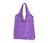 TZTTZT Sacchetti della spesa riutilizzabili, borsa di totalizzatore della borsa della drogheria viola del leopardo viola pieghevole con le maniglie, nero, 1 PC