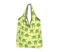 TZTTZT Sacchetti della spesa riutilizzabili, borsa di totalizzatore divertente pieghevole della drogheria delle rane con le maniglie, nero, 1 PC