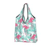 TZTTZT Sacchetti della spesa riutilizzabili, borsa di totalizzatore pieghevole della borsa della drogheria della stampa del fenicottero con le maniglie, nero, 1 PC