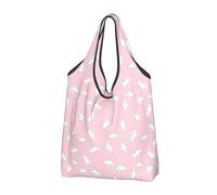 TZTTZT Sacchetti della spesa riutilizzabili, borsa per la spesa moderna pieghevole con cavaliere bianco rosa con manici, nero, 3 PCS