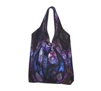 TZTTZT Sacchetti della spesa riutilizzabili, borsa per la spesa pieghevole, fantasia, drago, in cattedrale, borsa di totalizzatore con manici, nero, 2 PCS