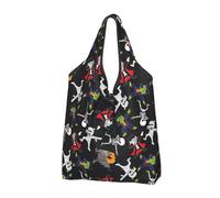 TZTTZT Sacchetti della spesa riutilizzabili, borsa per la spesa pieghevole zombie mummia scheletro borsa tote bag con manici, nero, 2 PCS