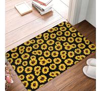 TZTTZT Simpatico girasole in nero zerbino per porta d'ingresso, zerbino per interni ed esterni, facile da pulire, per ingresso esterno, patio, 40,6 x 61 cm, uso per tutte le stagioni