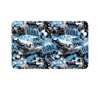 TZTTZT Tappeti da bagno 76 x 50 cm, tappetino da bagno assorbente, antiscivolo, lavabile in lavatrice, con porta a pallone da calcio, tappetino da bagno blu per doccia