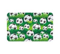 TZTTZT Tappeti da bagno 76 x 50 cm, tappetino da bagno assorbente, antiscivolo, lavabile in lavatrice, motivo: pallone da calcio, erba verde, tappetino da bagno per doccia