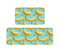 TZTTZT Tappetini da cucina antifatica per pavimento, 2 pezzi, con graziosa stampa a banane, antiscivolo, lavabili, per ufficio, lavanderia, bagno, decorazione per la casa e accessori