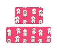 TZTTZT Tappetini da cucina antifatica per pavimento, 2 pezzi, con stampa bianca con cuccioli, antiscivolo, lavabili, per ufficio, lavanderia, bagno, decorazione per la casa e accessori