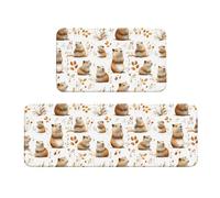 TZTTZT Tappetini da cucina antifatica per pavimento, 2 pezzi, con stampa di Capybara Q, antiscivolo, lavabili, per ufficio, lavanderia, bagno, decorazione per la casa e accessori