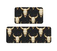 TZTTZT Tappetini da cucina antifatica per pavimento, 2 pezzi, con stampa di pecore nere e dorate, antiscivolo, lavabili, per ufficio, lavanderia, bagno, decorazione per la casa e accessori