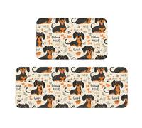 TZTTZT Tappetini da cucina antifatica per pavimento, 2 pezzi, con stampa di simpatici cuccioli, antiscivolo, lavabili, per ufficio, lavanderia, bagno, decorazione per la casa e accessori