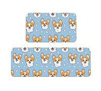 TZTTZT Tappetini da cucina antifatica per pavimento, 2 pezzi, con stampa di simpatici cuccioli, antiscivolo, lavabili, per ufficio, lavanderia, bagno, decorazione per la casa e accessori