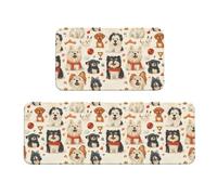 TZTTZT Tappetini da cucina antifatica per pavimento, 2 pezzi, con stampa di simpatici cuccioli, antiscivolo, lavabili, per ufficio, lavanderia, bagno, decorazione per la casa e accessori