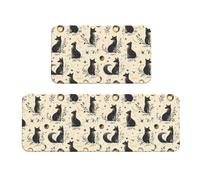 TZTTZT Tappetini da cucina antifatica per pavimento, 2 pezzi, con stampa di volpi al chiaro di luna, antiscivolo, lavabili, per ufficio, lavanderia, bagno, decorazione per la casa e accessori