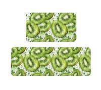 TZTTZT Tappetini da cucina antifatica per pavimento, 2 pezzi, con stampa kiwi verde, antiscivolo, lavabili, per ufficio, lavanderia, bagno, decorazione per la casa e accessori