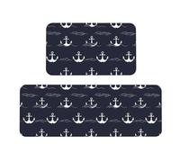 TZTTZT Tappetini da cucina antifatica per pavimento, 2 pezzi, stampa con onde oceaniche, antiscivolo, lavabili, per ufficio, lavanderia, bagno, decorazione per la casa e accessori