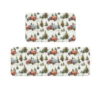 TZTTZT Tappetini da cucina antifatica per pavimento, 2 pezzi, stampa retrò con camion forestale, antiscivolo, lavabili, per ufficio, lavanderia, bagno, decorazione per la casa e accessori