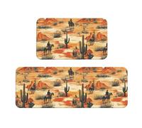 TZTTZT Tappetini da cucina antifatica per pavimento, 2 pezzi, stampa retrò western cowboy (A), antiscivolo, lavabili, per ufficio, lavanderia, bagno, decorazione per la casa e accessori