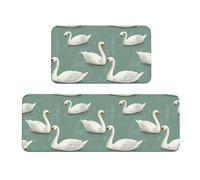 TZTTZT Tappetini da cucina antifatica per pavimento, 2 pezzi, stile moderno, con stampa di cigni, antiscivolo, lavabili, per ufficio, lavanderia, bagno, decorazione per la casa e accessori