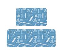 TZTTZT Tappetini da cucina blu con illustrazione matematica per pavimento, 2 pezzi, anti-affaticamento, per pavimenti della cucina, antiscivolo, lavabili, decorazione per la casa