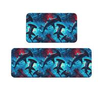 TZTTZT Tappetini da cucina con stampa di squali martello blu e rosso, 2 pezzi, anti-affaticamento, per pavimenti della cucina, antiscivolo, lavabili, decorazione per la casa